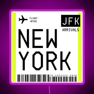 New York Mini Boarding Pass RGB neon sign  pink