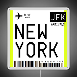 New York Mini Boarding Pass RGB neon sign white 