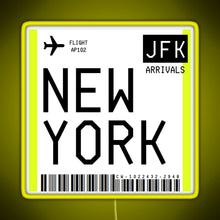 Charger l&#39;image dans la galerie, New York Mini Boarding Pass RGB neon sign yellow