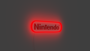 Nintendo red  retro logo neon lights