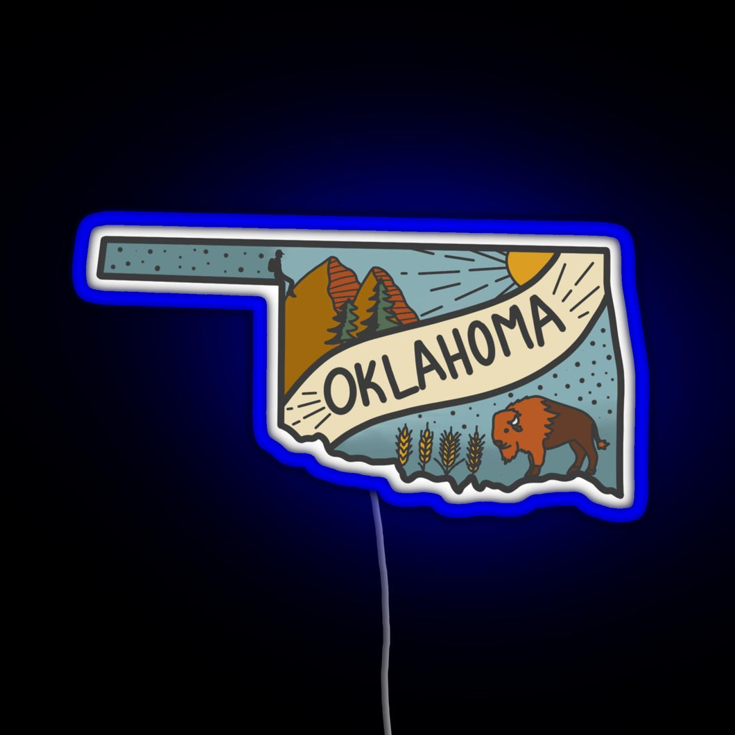 oklahoma state RGB neon sign blue