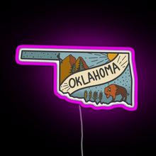 Charger l&#39;image dans la galerie, Oklahoma state sticker RGB neon sign  pink