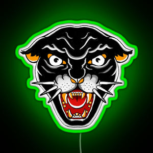 Old school Kitty cat Orange and black RGB neon sign green