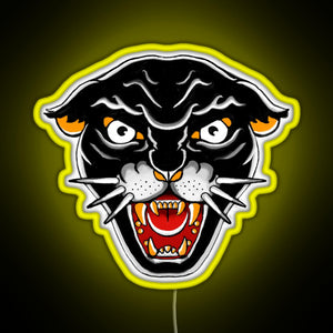 Old school Kitty cat Orange and black RGB neon sign yellow