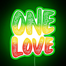Charger l&#39;image dans la galerie, One love reggae art Bob Marley zentangle art Rasta art RGB neon sign green
