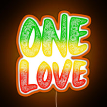 Charger l&#39;image dans la galerie, One love reggae art Bob Marley zentangle art Rasta art RGB neon sign orange