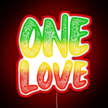 Charger l&#39;image dans la galerie, One love reggae art Bob Marley zentangle art Rasta art RGB neon sign red