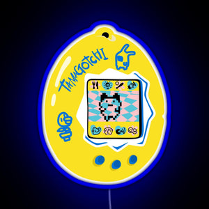 Original Tamagotchi Yellow with Blue RGB neon sign blue