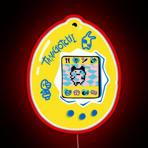 Original Tamagotchi Yellow with Blue RGB neon sign red