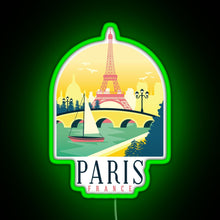 Charger l&#39;image dans la galerie, Paris France Paris Skyline RGB neon sign green