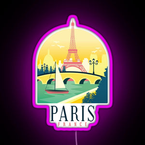 Paris France Paris Skyline RGB neon sign  pink