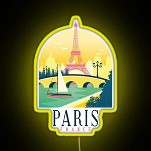 Paris France Paris Skyline RGB neon sign yellow