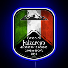 Charger l&#39;image dans la galerie, Passo Falzarego Italy Motorcycle Cycle Altitude Sticker T Shirt RGB neon sign blue