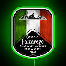 Charger l&#39;image dans la galerie, Passo Falzarego Italy Motorcycle Cycle Altitude Sticker T Shirt RGB neon sign green