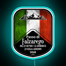 Charger l&#39;image dans la galerie, Passo Falzarego Italy Motorcycle Cycle Altitude Sticker T Shirt RGB neon sign lightblue 