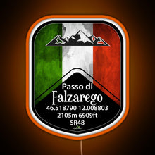 Charger l&#39;image dans la galerie, Passo Falzarego Italy Motorcycle Cycle Altitude Sticker T Shirt RGB neon sign orange