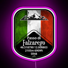 Charger l&#39;image dans la galerie, Passo Falzarego Italy Motorcycle Cycle Altitude Sticker T Shirt RGB neon sign  pink