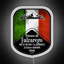 Charger l&#39;image dans la galerie, Passo Falzarego Italy Motorcycle Cycle Altitude Sticker T Shirt RGB neon sign white 