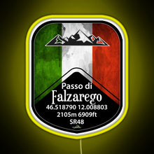 Charger l&#39;image dans la galerie, Passo Falzarego Italy Motorcycle Cycle Altitude Sticker T Shirt RGB neon sign yellow