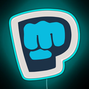 Pewdiepie Brofist Logo RGB neon sign lightblue 