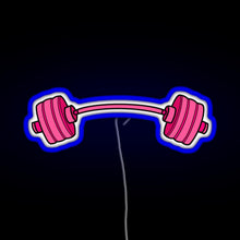 Charger l&#39;image dans la galerie, pink curved barbell RGB neon sign blue