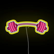 Charger l&#39;image dans la galerie, pink curved barbell RGB neon sign yellow