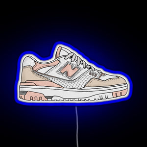 Pink New Balance 550 RGB neon sign blue