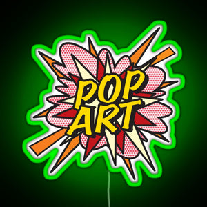 POP ART Comic Book Flash Modern Art Pop Culture RGB neon sign green