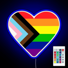 Charger l&#39;image dans la galerie, Progress Pride Flag Heart RGB neon sign remote