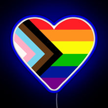 Charger l&#39;image dans la galerie, Progress Pride Flag Heart RGB neon sign blue