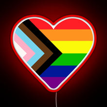 Charger l&#39;image dans la galerie, Progress Pride Flag Heart RGB neon sign red