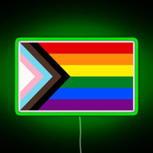 Charger l&#39;image dans la galerie, Progress Pride Flag RGB neon sign green