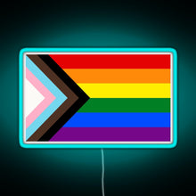Charger l&#39;image dans la galerie, Progress Pride Flag RGB neon sign lightblue 