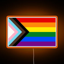 Charger l&#39;image dans la galerie, Progress Pride Flag RGB neon sign orange