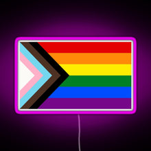 Charger l&#39;image dans la galerie, Progress Pride Flag RGB neon sign  pink