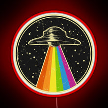 Charger l&#39;image dans la galerie, Queer UFO Rainbow UFO Alien Abduction Queer LGBT Gay Pride RGB neon sign red