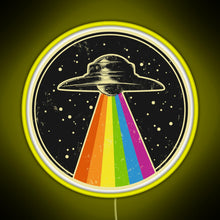 Charger l&#39;image dans la galerie, Queer UFO Rainbow UFO Alien Abduction Queer LGBT Gay Pride RGB neon sign yellow