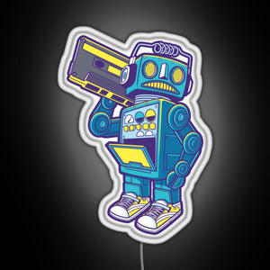 Robot Kicks RGB neon sign white 