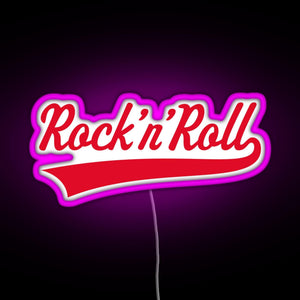 Rock n Roll Red RGB neon sign  pink
