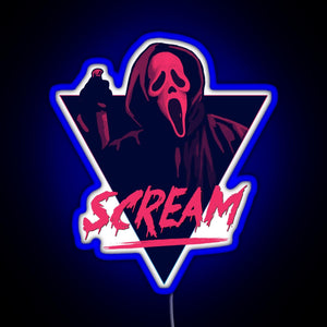 Scream movie 80s design RGB neon sign blue