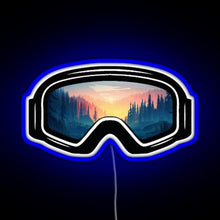Charger l&#39;image dans la galerie, Ski Goggles Trees in the Sunset Design RGB neon sign blue