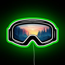 Charger l&#39;image dans la galerie, Ski Goggles Trees in the Sunset Design RGB neon sign green