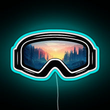 Charger l&#39;image dans la galerie, Ski Goggles Trees in the Sunset Design RGB neon sign lightblue 