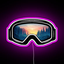 Charger l&#39;image dans la galerie, Ski Goggles Trees in the Sunset Design RGB neon sign  pink