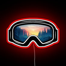 Charger l&#39;image dans la galerie, Ski Goggles Trees in the Sunset Design RGB neon sign red