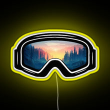 Charger l&#39;image dans la galerie, Ski Goggles Trees in the Sunset Design RGB neon sign yellow