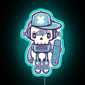 Skull Bot RGB neon sign lightblue 