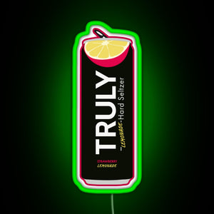 Strawberry Lemonade Truly RGB neon sign green