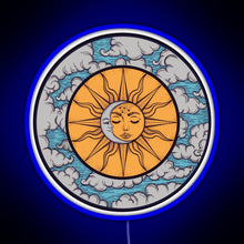 Charger l&#39;image dans la galerie, Sun and moon RGB neon sign blue