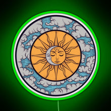 Charger l&#39;image dans la galerie, Sun and moon RGB neon sign green